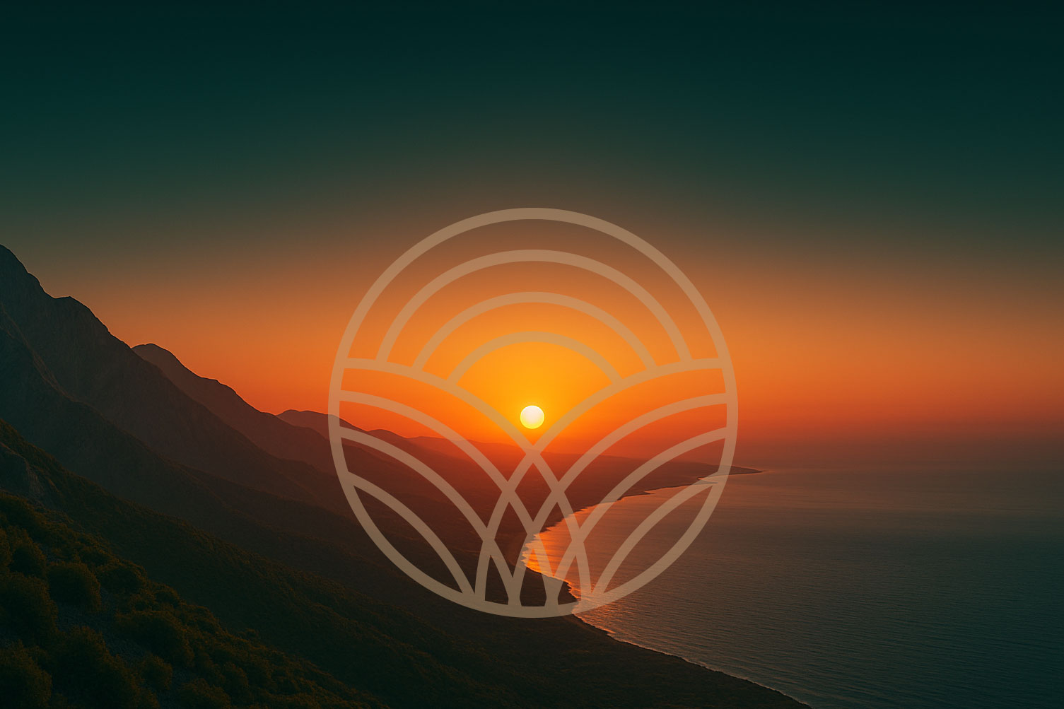 Photo of Albanian, sea and sunset in Albania with Adesa's logo